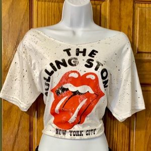 Women’s Rolling Stones Cropped Off the Shoulder T-shirt -Size Small